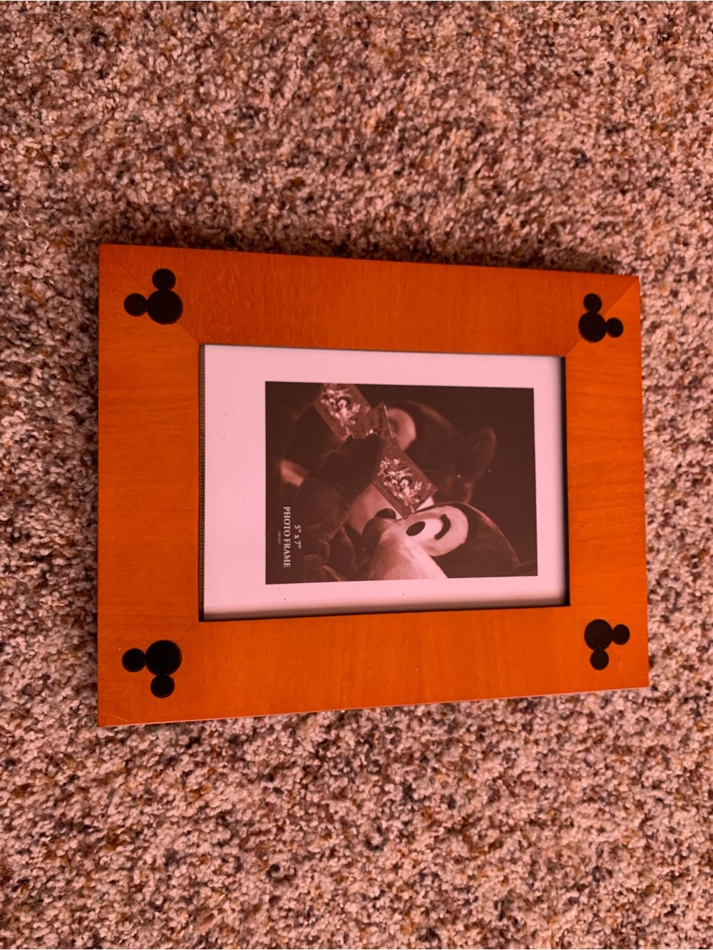 Disney Wooden Photo Frame with Black Mickey Accents